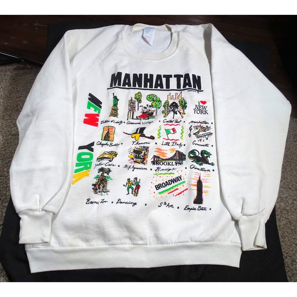Vtg 80s/90s Jerzees Manhattan NYC Crewneck Sweatshirt XL New York City Souvenir